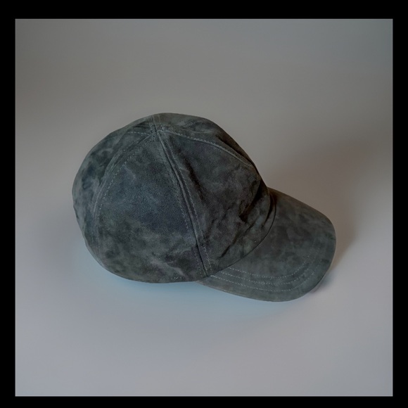 ISABEL MARANT Gray Suede Logo Baseball Cap O/S Hat Leather Quiet Luxury Sports - Picture 1 of 8